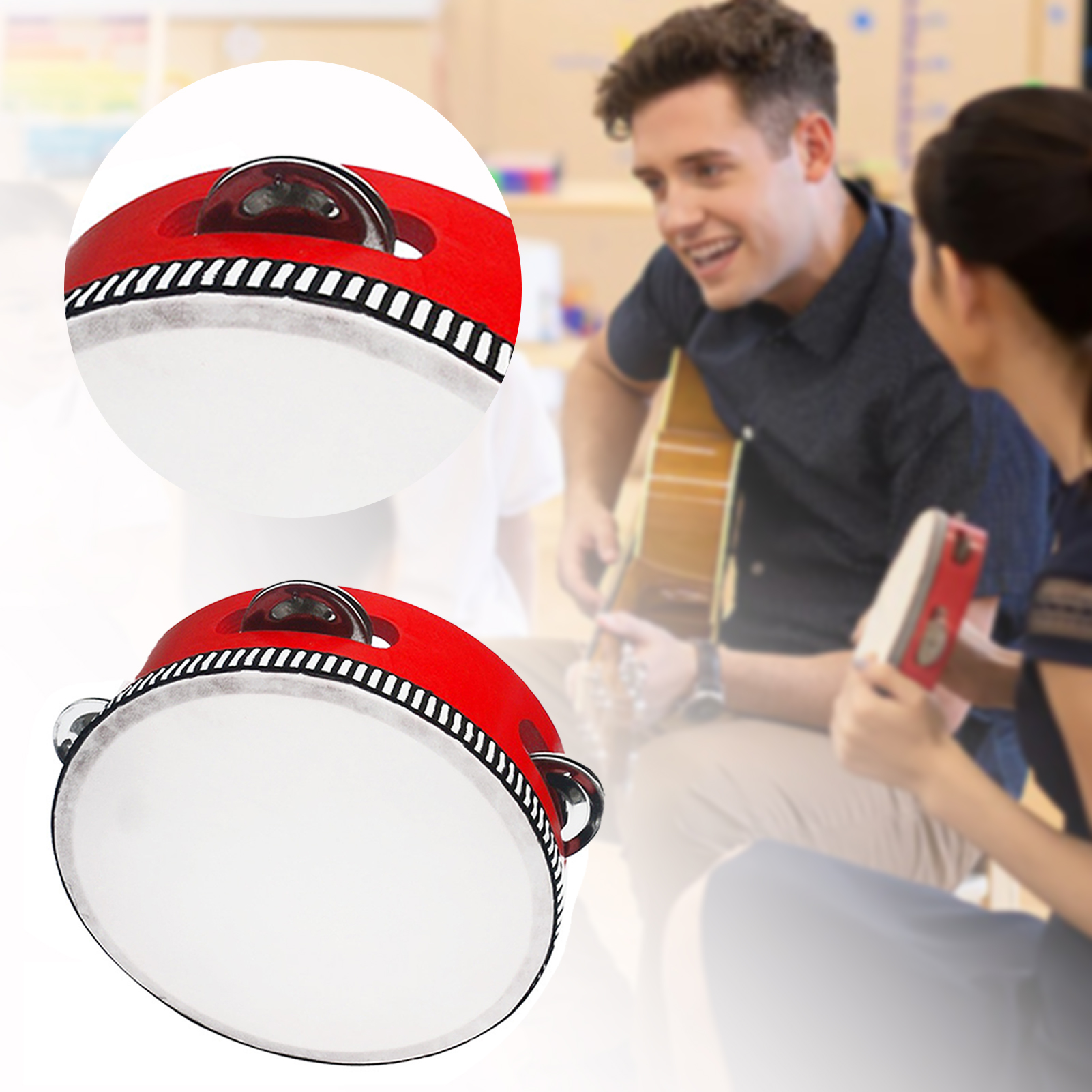 Musical Instrument Kit - Tambourines For Children Portable Wooden Tambourine