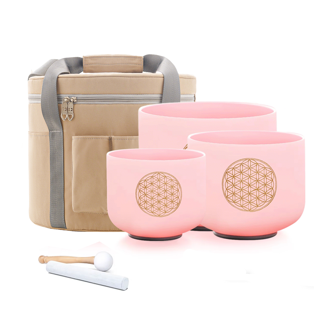 Tibetan Singing Bowl - Hye-eun Set 3pcs Mangkuk Kristal Pink