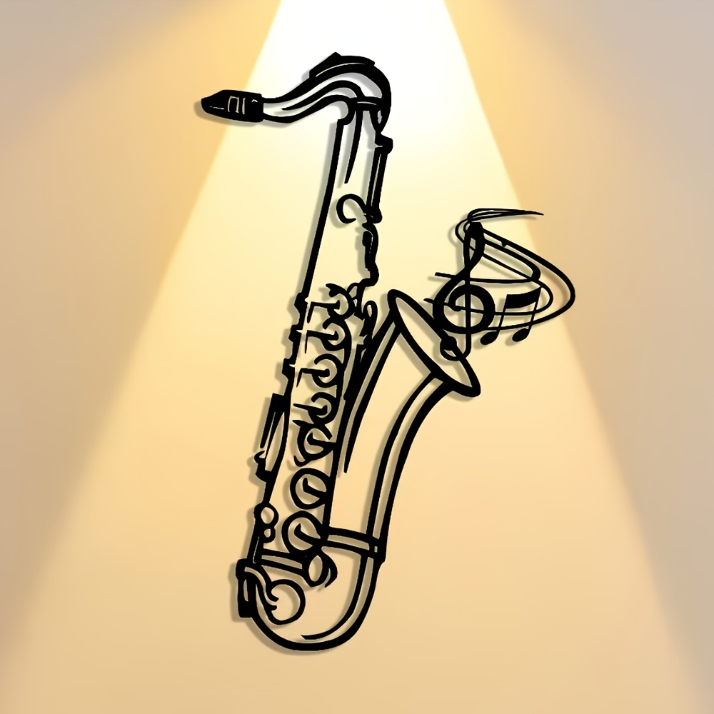 Musical Instrument Image - Plakat Dekoratif Saksofon Seni Dinding Logam,