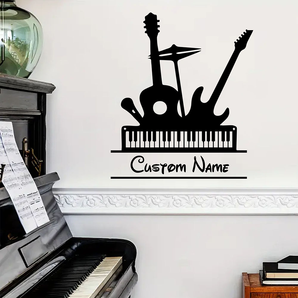 Musical Instrument With Names - 1 Buah Stiker Dinding Nama Kustom