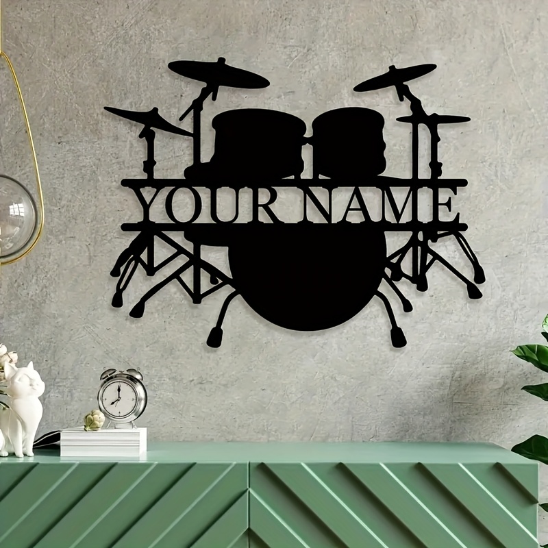 Musical Instrument With Names - Papan Seni Dinding Logam Set Drum