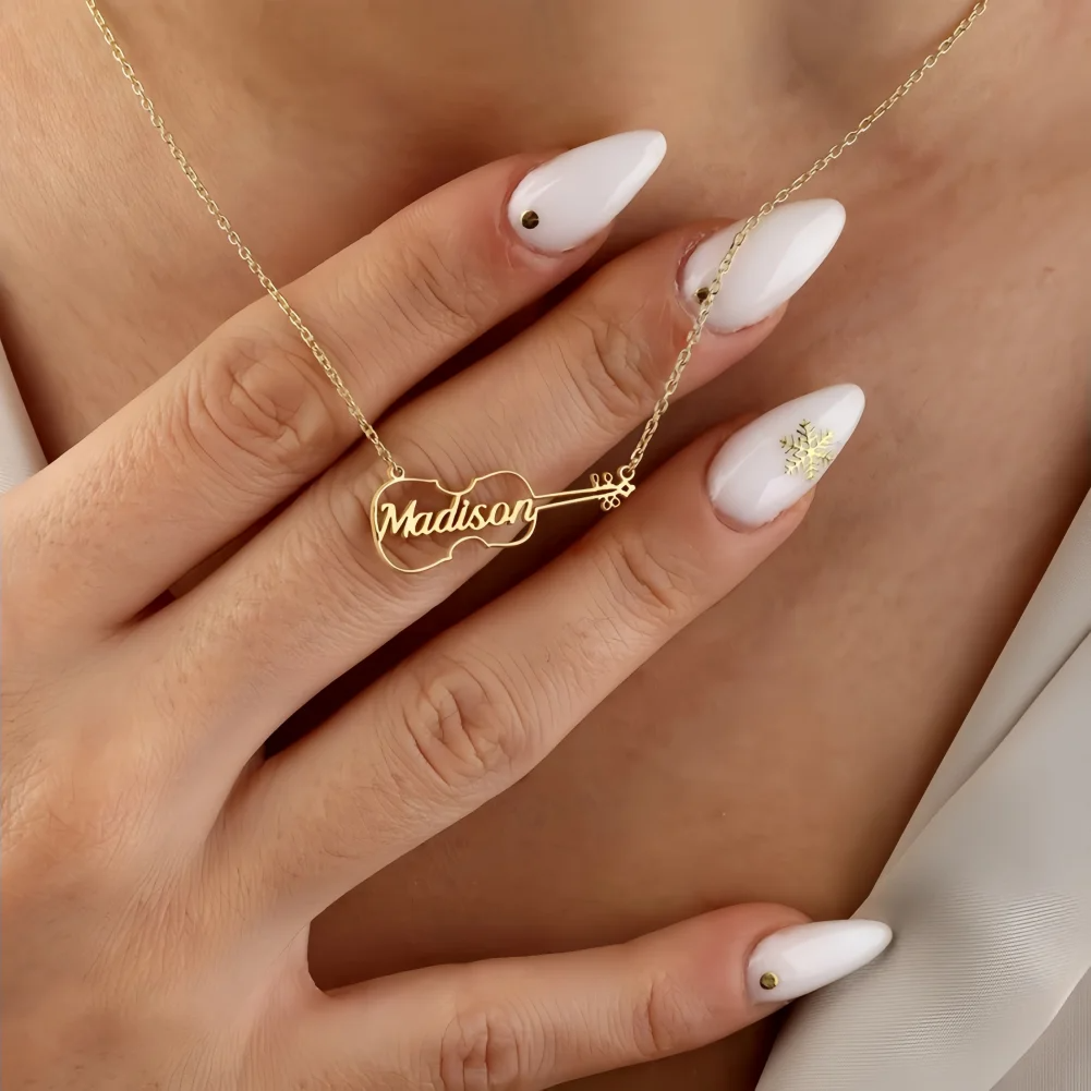Musical Instrument With Names - Kalung Biola Personalisasi, Kalung Nama Kustom,