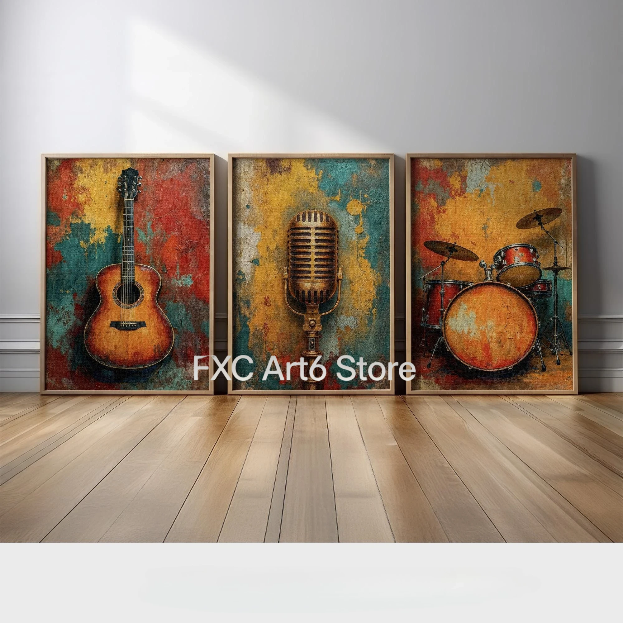 Musical Instrument Image - 3PCS Bingkai Tanpa Bingkai 3Pcs Seni