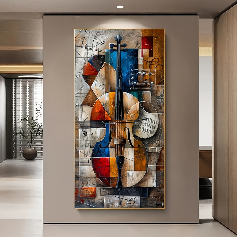 Musical Instrument Image - Poster Cello Abstrak Modern Cetakan Grafiti