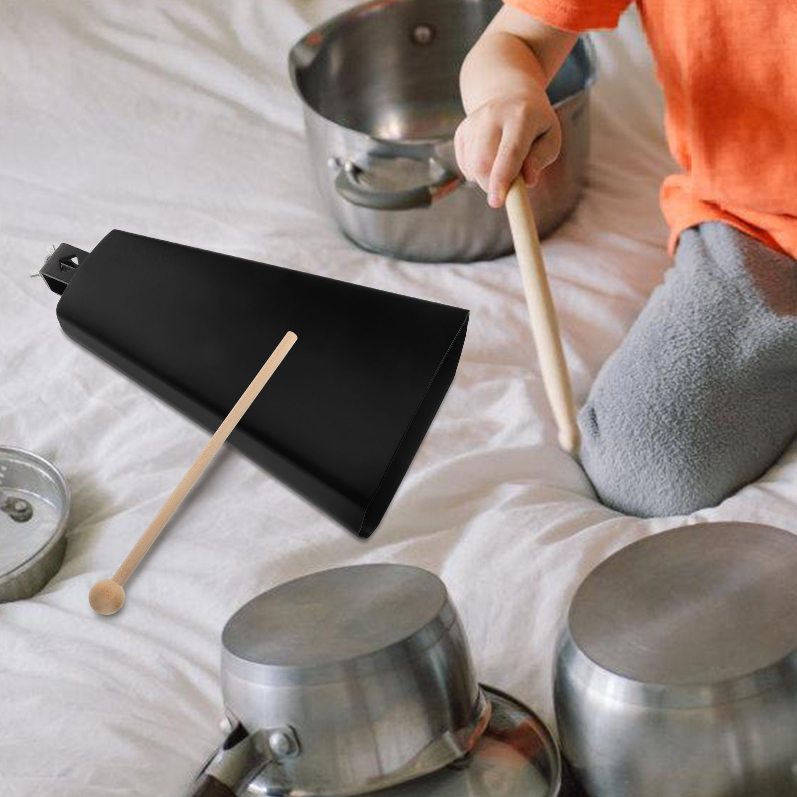 1Set Instrumen Cowbell Logam d - Musical Instrument With Hand ulasan dan harga
